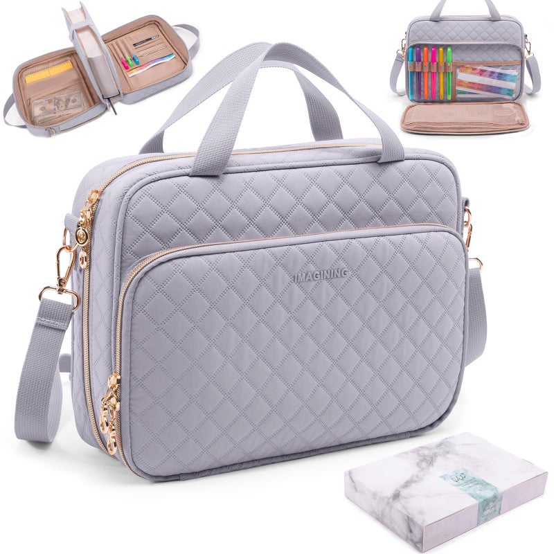 IMAGINING Large Bible Case with Quilted Cover – Bible Carrying Bag for Women with Shoulder Strap, Pockets & Gift Box | Bible Gift for Girls, Women, Bible Study - Image 3