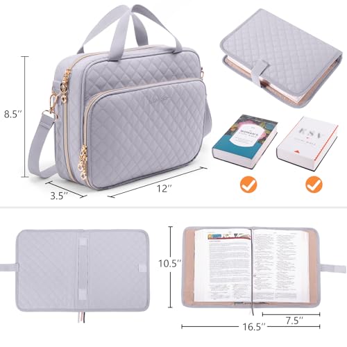IMAGINING Large Bible Case with Quilted Cover – Bible Carrying Bag for Women with Shoulder Strap, Pockets & Gift Box | Bible Gift for Girls, Women, Bible Study - Image 2
