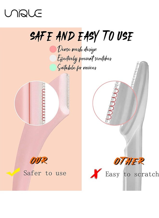 Unique - 3 Pcs Eyebrow Trimmer Tool - Eyebrow Scissors with Comb - Eyebrow With Comb for Beginner Women Girls Stainless Steel Razor (Pink) - Image 1