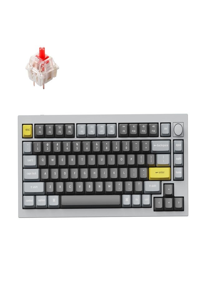 Keychron Q1 RGB Wired Custom Mechanical Keyboard Knob Version, 75% Layout QMK/VIA Programmable with Hot-swappable Gateron G Pro Red Switch Double Gasket Compatible with Mac Windows Linux (Grey) - Image 1