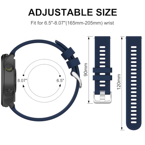 Tobfit Straps Compatible with Garmin Vivoactive 5/3,Venu Sq/Venu Watch Band for Women Men, 20mm Soft Silicone Sport Strap for Garmin Vivoactive 3/5, Vivomove HR, Forerunner 245/645 Music - Image 2