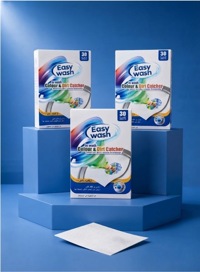 EASY 3 Packs – Easy Wash Color-Catcher Wipes | Premium Plus (30 Sheets) - Image 1