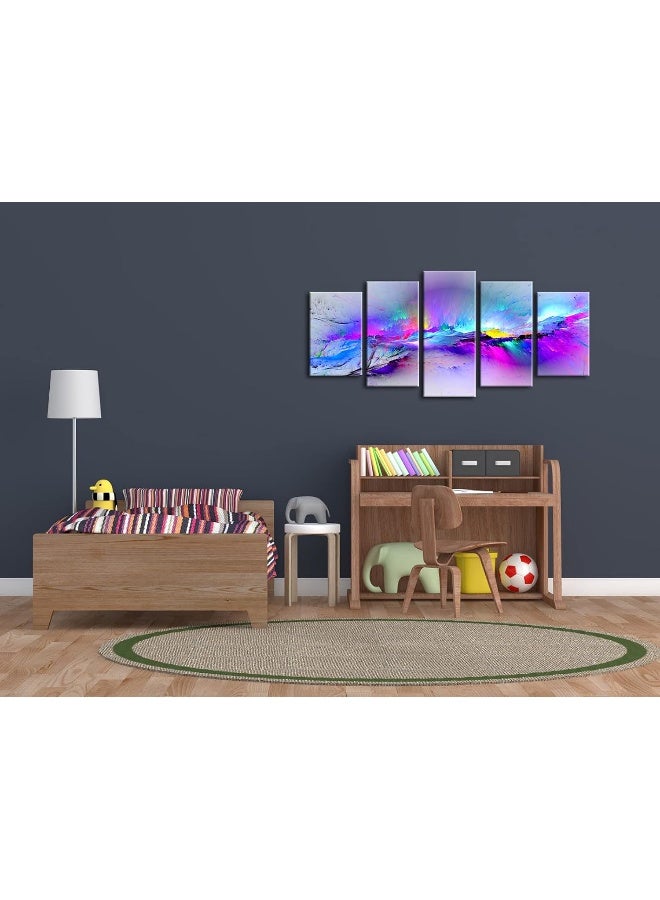Wieco Art Wieco Art Changing Colors Giclee Canvas Prints 5 panels Modern Artwork Landscape Pictures to Photo Printed on Abstract Canvas Wall Art for Home Decorations and Wall Decor 5pcsset  - Image 5