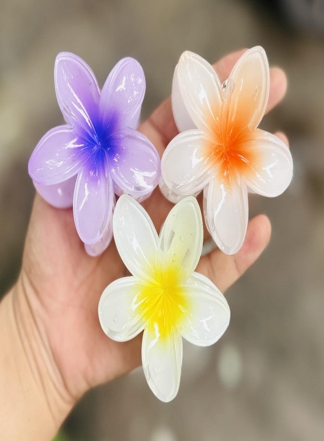 Luxelocks pack of 9 Pcs, 3 Large 3 Medium & 3 Small Colorful Flower Hair Claw Clips for Women & Girls - Image 3