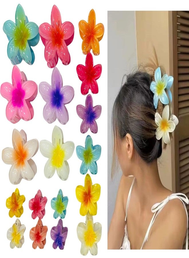 Luxelocks pack of 9 Pcs, 3 Large 3 Medium & 3 Small Colorful Flower Hair Claw Clips for Women & Girls - Image 2