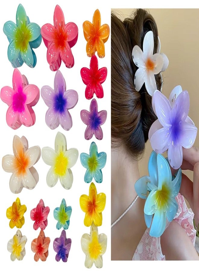 Luxelocks pack of 9 Pcs, 3 Large 3 Medium & 3 Small Colorful Flower Hair Claw Clips for Women & Girls - Image 1