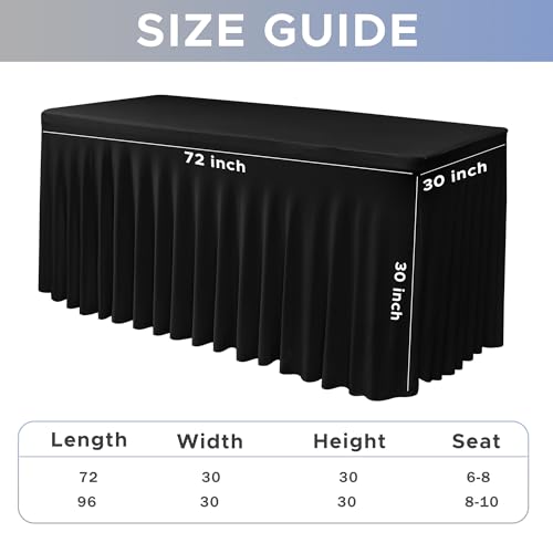 Nasitos Black Rectangle Tablecloths, 2 Pack - 72 x 30 Inch - Stretch Spandex & Polyester Fitted Table Skirts for 6FT Tables, Party, Banquet, Wedding - Image 4