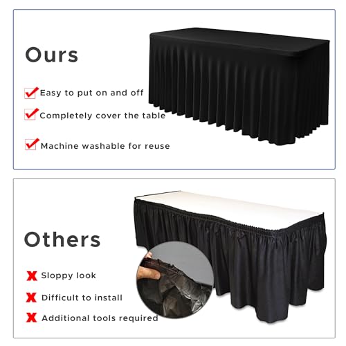 Nasitos Black Rectangle Tablecloths, 2 Pack - 72 x 30 Inch - Stretch Spandex & Polyester Fitted Table Skirts for 6FT Tables, Party, Banquet, Wedding - Image 5