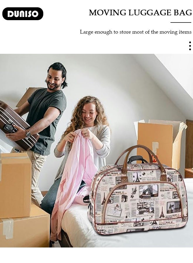 DUNISO Duffel Cabin Trolley With Wheels PU Leather Waterproof Lightweight Foldable Rolling Travel Duffel Bag Multipurpose Airline Baggage for Men Women - Image 3