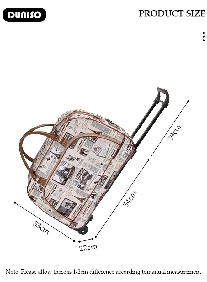 DUNISO Duffel Cabin Trolley With Wheels PU Leather Waterproof Lightweight Foldable Rolling Travel Duffel Bag Multipurpose Airline Baggage for Men Women - Image 4