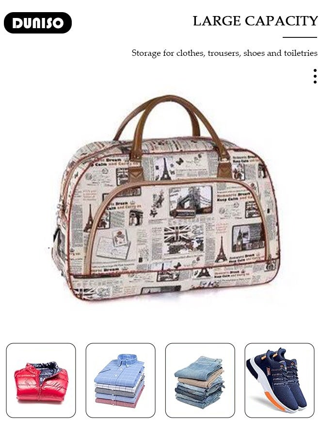 DUNISO Duffel Cabin Trolley With Wheels PU Leather Waterproof Lightweight Foldable Rolling Travel Duffel Bag Multipurpose Airline Baggage for Men Women - Image 5