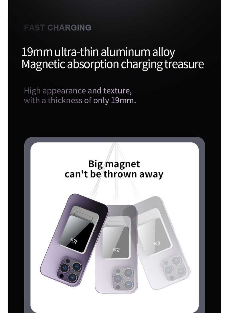 أيه بي جي بنك طاقة لاسلكي (2 في 1) بسعة 10000 مللي أمبير، شحن سريع بقدرة 22.5 واط، مزود بشاشة رقمية وحامل مدمج - متوافق مع الشحن السلكي واللاسلكي لأجهزة iPhone وSamsung وHuawei وXiaomi وOppo وVivo وXiaomi - Image 4