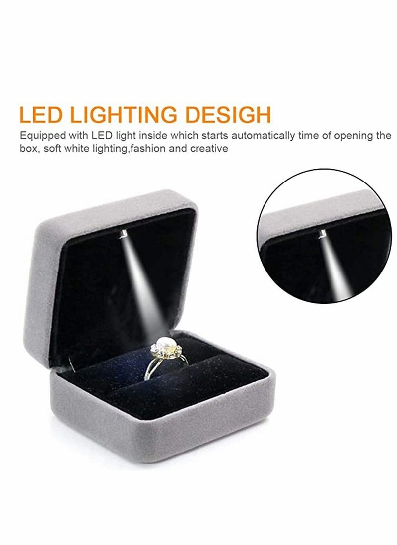 Y&D - Velvet Ring Box Engagement Box Earrings Square Case For Proposal Wedding Ceremony Birthday Anniversary ​With LED Light Jewelry Display Gift for Proposal Engagement - Image 1