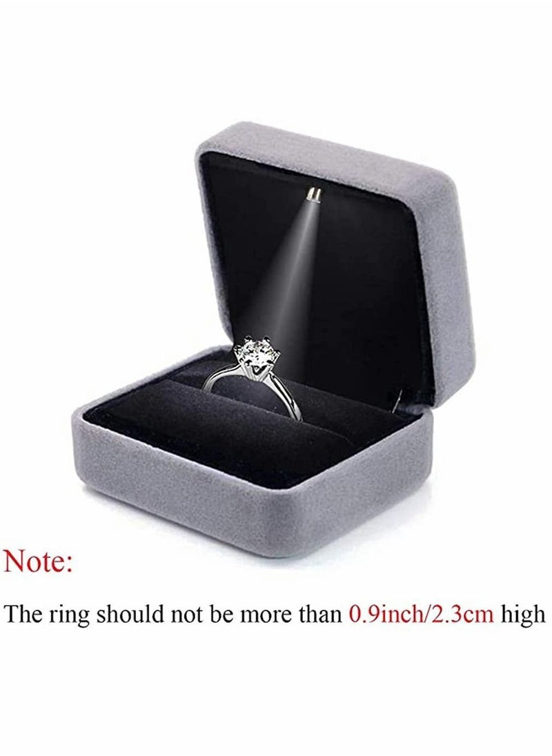 Y&D - Velvet Ring Box Engagement Box Earrings Square Case For Proposal Wedding Ceremony Birthday Anniversary ​With LED Light Jewelry Display Gift for Proposal Engagement - Image 1