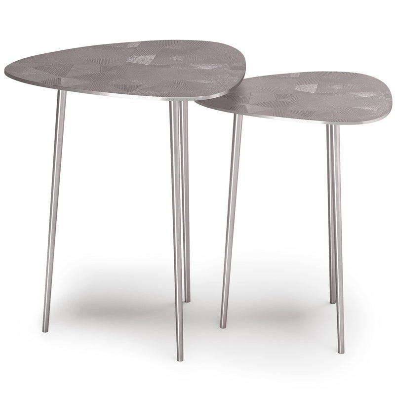 Simpli Home SIMPLIHOME Shelton Contemporary 20 inch Wide Metal 2 Pc Metal Nesting Table in Nickel for the Living Room and Bedroom - Image 5