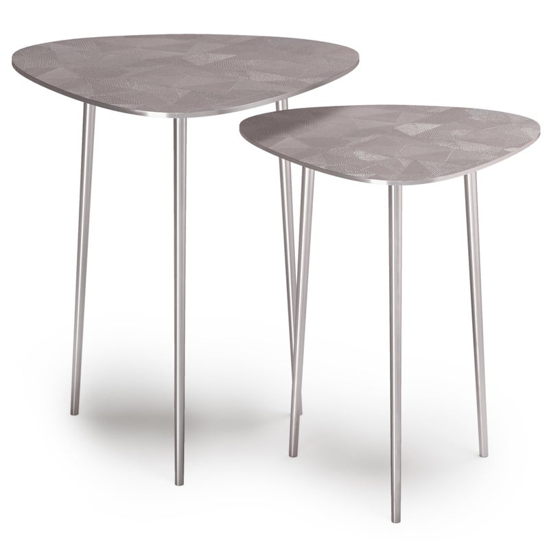 Simpli Home SIMPLIHOME Shelton Contemporary 20 inch Wide Metal 2 Pc Metal Nesting Table in Nickel for the Living Room and Bedroom - Image 1