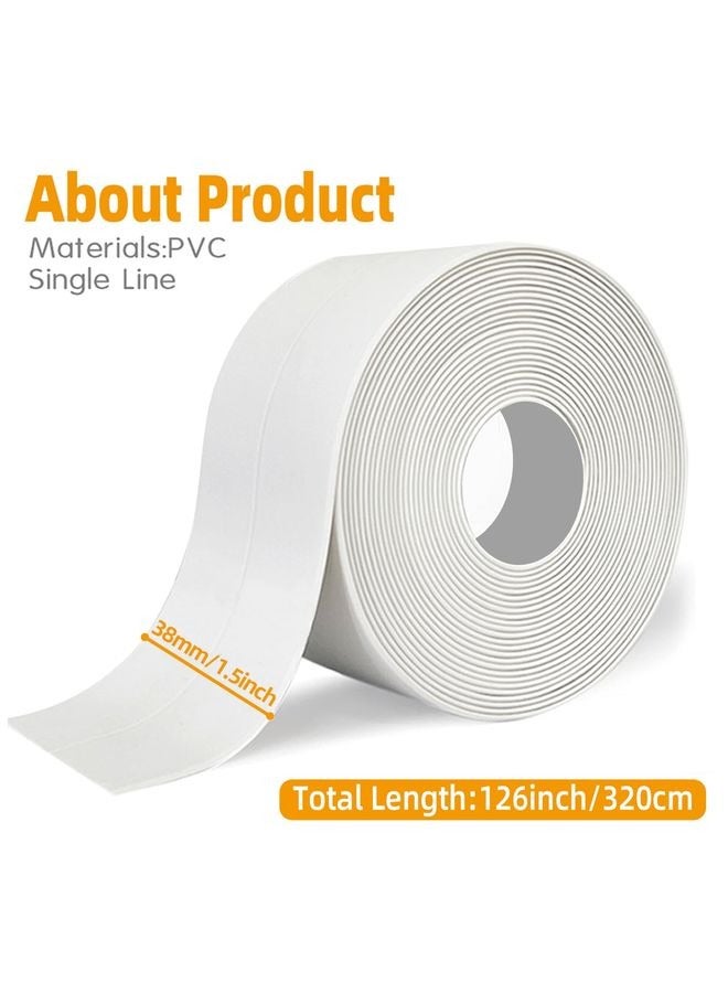 HOMESTAR Caulk Tape - Waterproof Self-Adhesive Caulking Tape 1.5" x 10.5Ft for Toilet Sealer, Around Toilet Base, Kitchen, Bathroom, Sink, Shower, Bathtub Edge Protector, PVC Caulk Strip - Image 2