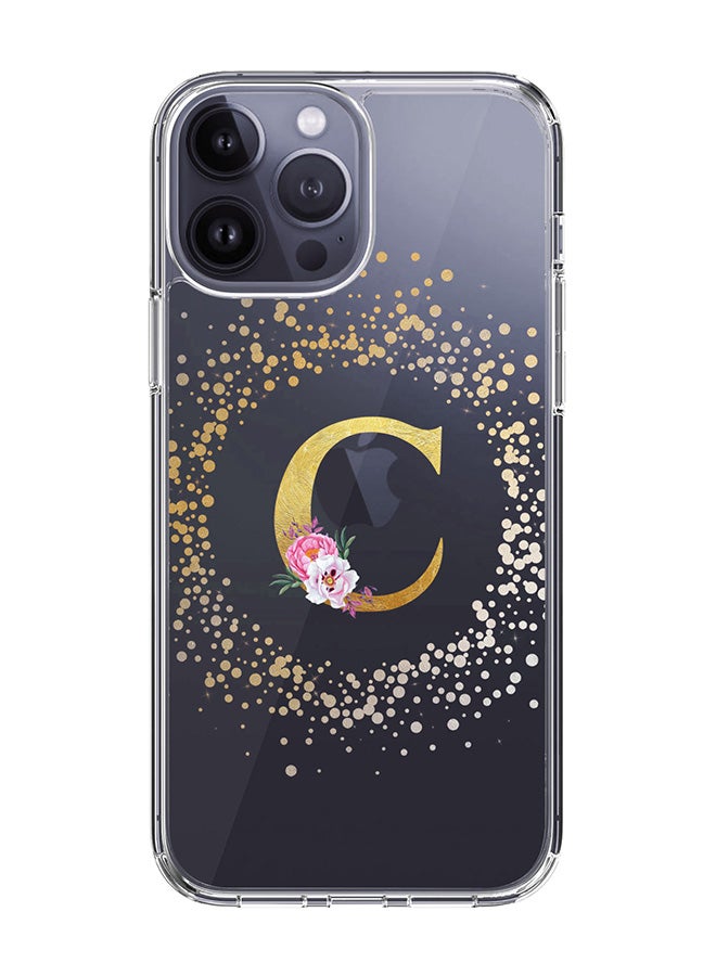 Stylizedd Classic Clear Case For iPhone 15 Pro Max, Hybrid Soft Case Thin Cover- Custom Monogram Initial Letter Floral Pattern Alphabet - C(Transparent) - Image 1