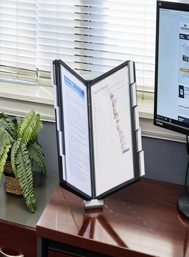 Durable Instaview20 Pocket Expandable Desktop Reference System - Letter Size 10 Double-Sided Panels - Black Color Borders - Image 3