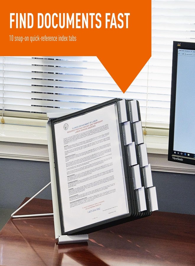 Durable Instaview20 Pocket Expandable Desktop Reference System - Letter Size 10 Double-Sided Panels - Black Color Borders - Image 2