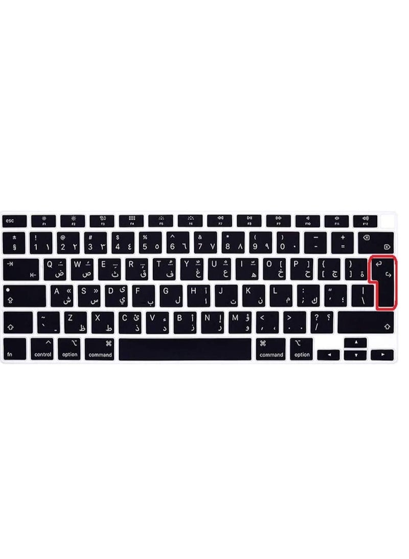 CaseBuy ilicone Keyboard Cover Arabic Letters Keyboard Film Protector Skin for MacBook Air 13in 2020 Release TouchBar ID A2179 UAE Layout Black - Image 3