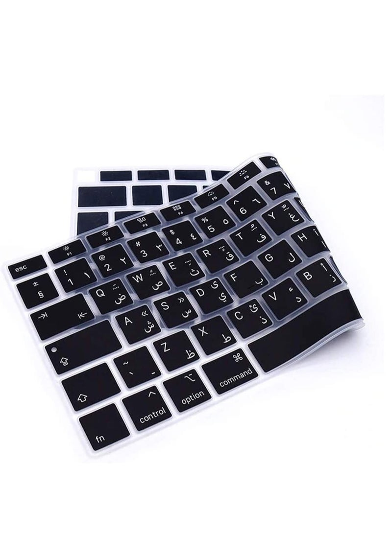 CaseBuy ilicone Keyboard Cover Arabic Letters Keyboard Film Protector Skin for MacBook Air 13in 2020 Release TouchBar ID A2179 UAE Layout Black - Image 2