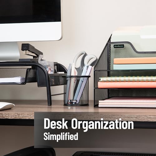 Mind Reader Pen and Accessories Holder Desktop Organizer Office Metal Mesh 35L x 35W x 375H Set of 3 Black - Image 3