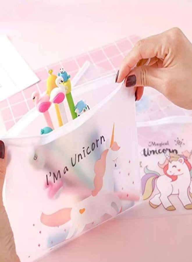 Kid's Charm حقيبة يونيكورن ثلاثية الأبعاد شفافة من كيدز تشارم لأقلام الرصاص ومبراة أقلام الرصاص للبنات في المدرسة، حقيبة متعددة الأغراض، هدايا تذكارية، هدايا تذكارية بالجملة للأطفال (عبوة من 15 قطعة، متعددة الألوان، بلاستيكية، متعددة الألوان) - Image 4