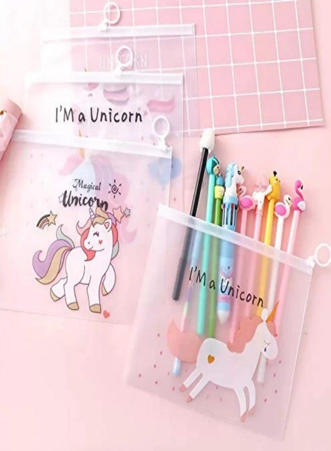 Kid's Charm حقيبة يونيكورن ثلاثية الأبعاد شفافة من كيدز تشارم لأقلام الرصاص ومبراة أقلام الرصاص للبنات في المدرسة، حقيبة متعددة الأغراض، هدايا تذكارية، هدايا تذكارية بالجملة للأطفال (عبوة من 15 قطعة، متعددة الألوان، بلاستيكية، متعددة الألوان) - Image 5