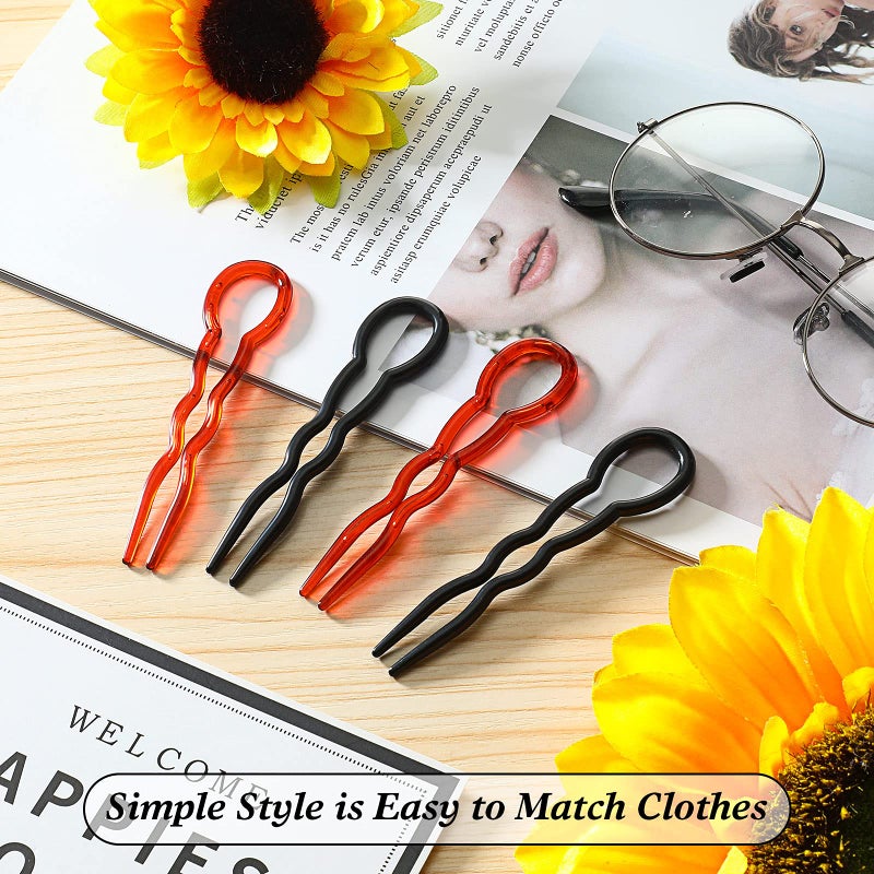 Chuangdi 24 Piece Plastic Hair Bobby Pins U Shaped Grip Pins Fast Spiral Clips Hair Grip for Women Hairstyle Accessories(Black and Coffee) - Image 5