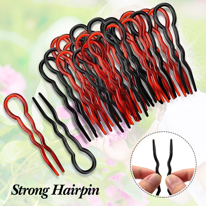 Chuangdi 24 Piece Plastic Hair Bobby Pins U Shaped Grip Pins Fast Spiral Clips Hair Grip for Women Hairstyle Accessories(Black and Coffee) - Image 3