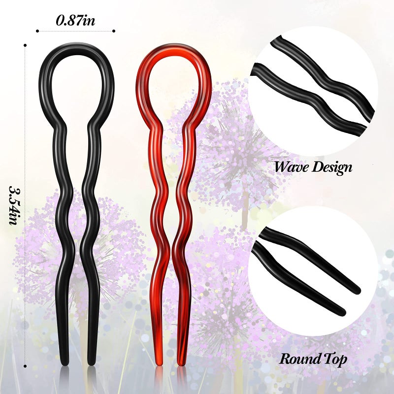 Chuangdi 24 Piece Plastic Hair Bobby Pins U Shaped Grip Pins Fast Spiral Clips Hair Grip for Women Hairstyle Accessories(Black and Coffee) - Image 2