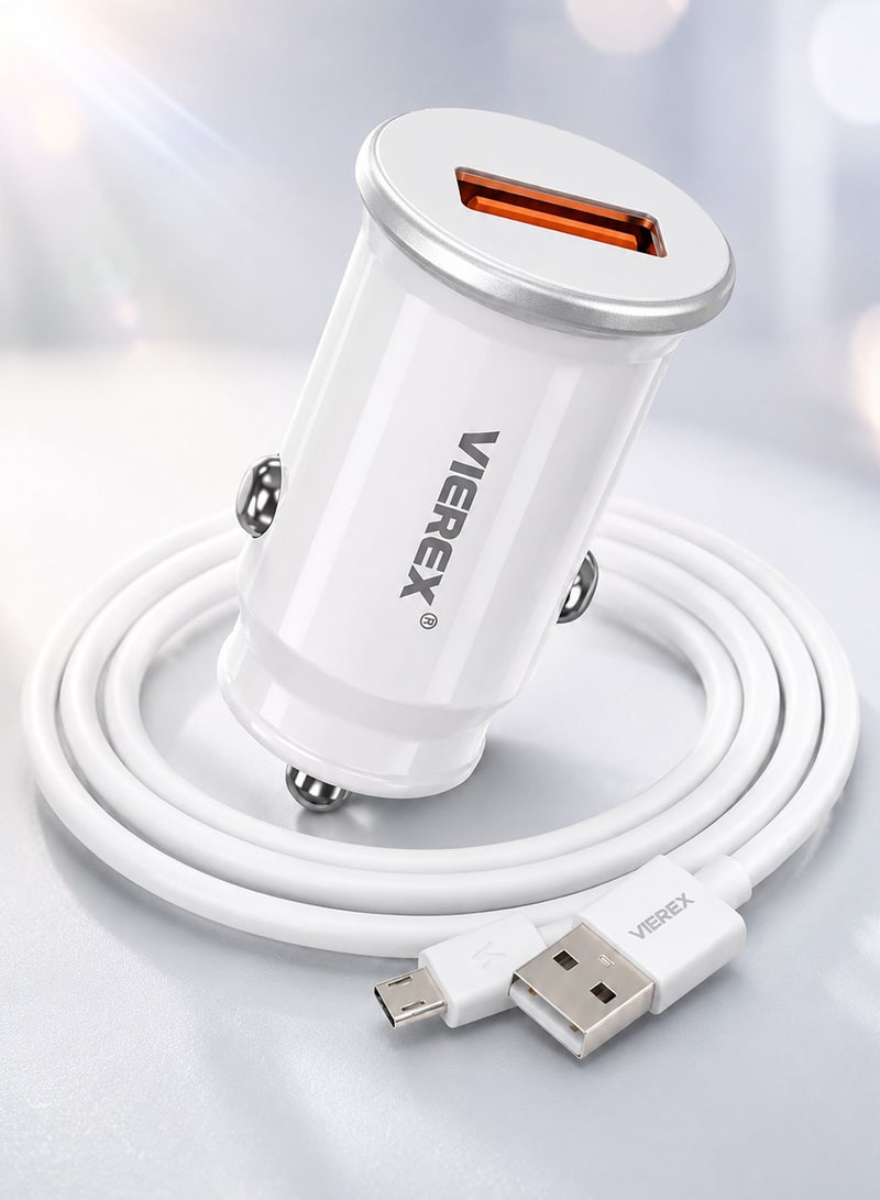 Vierex محول شاحن السيارة Quick Charge 3.0، شاحن سريع 3.1A بمنفذ USB لولاعة السجائر مع تحديد ذكي وكابل شحن ميكرو - Image 1