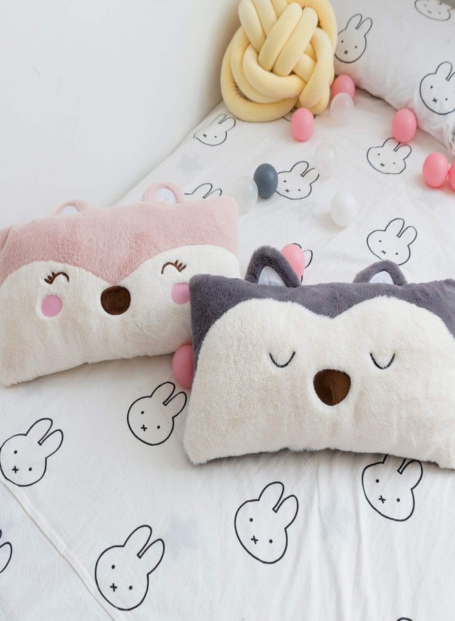 Snugtown وسادة قطنية محشوة على شكل حيوان، وسادة رمي ناعمة جداً للأطفال، وسادة على شكل ثعلب لطيف، 12 × 24 بوصة، وردي، عاجي - Image 5