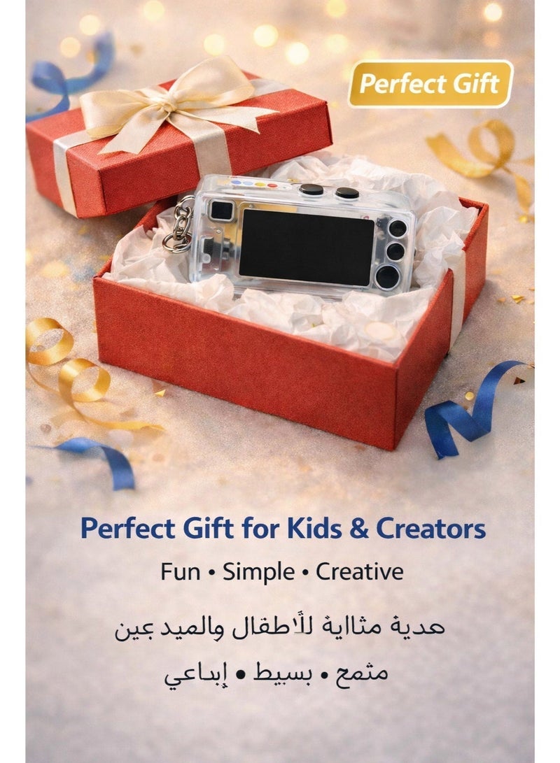 Mini Retro Thumb Camera 1080P HD Video Recorder – Portable Keychain Digital Camera with 0.96" LCD Screen, 130° Wide Angle Lens, and Fill Light – 32GB Memory Card Included – Pocket Vlog Camera for Kids, Teens, and Travel (Transparent) - Image 2