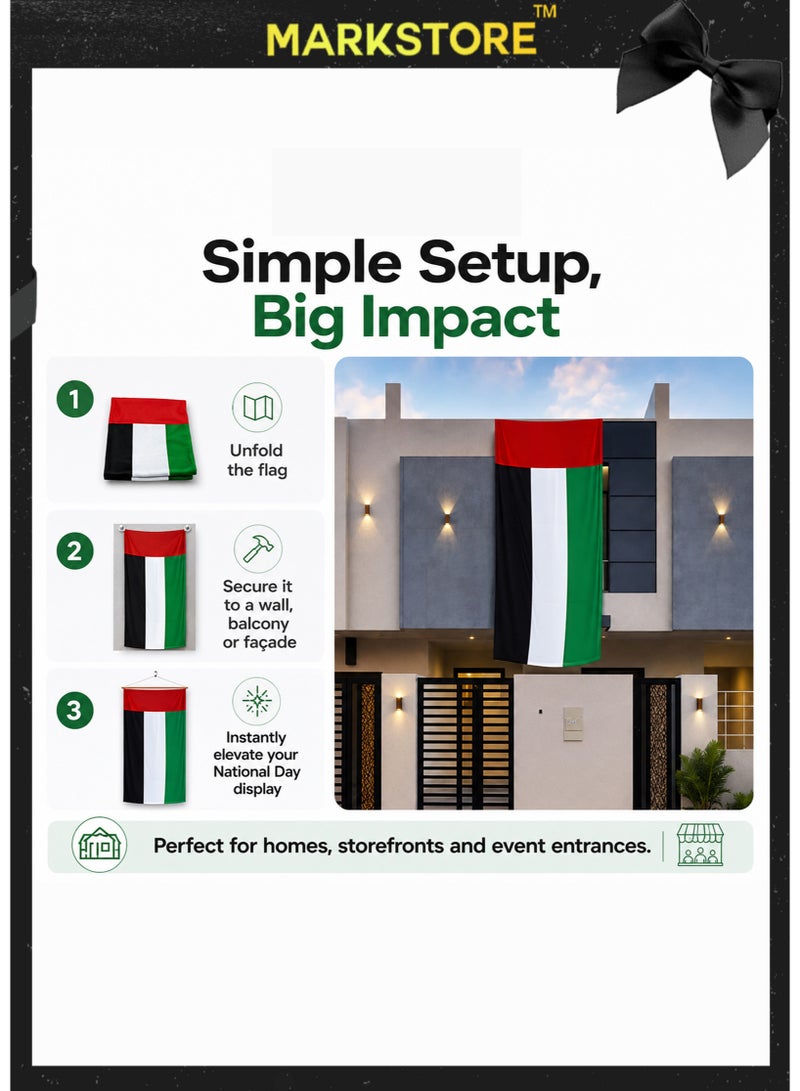 MARK STORE UAE Flag  for National Day 2M x 1 M Width Premium Quality UAE Flag for National Day - Image 3