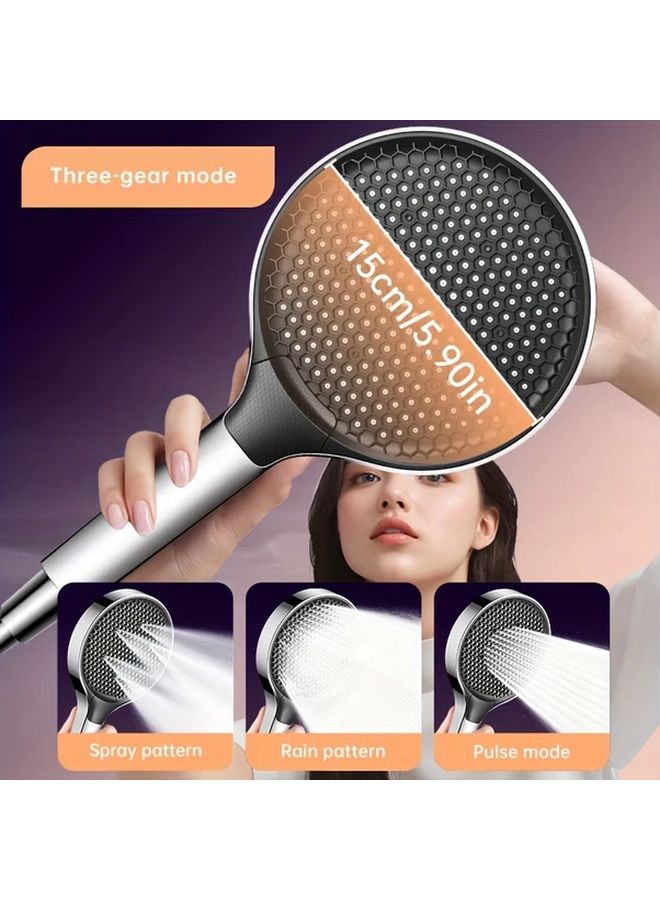 W419 Shower Elegant Black Bathroom Power Spray Head 3 Patterns Wall Mount - Image 2