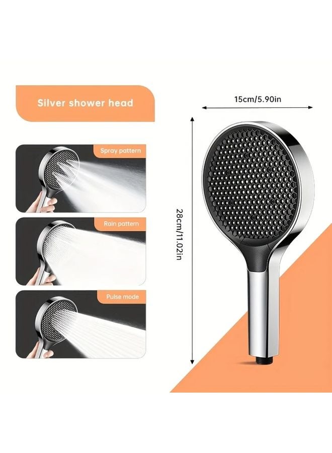 W419 Shower Elegant Black Bathroom Power Spray Head 3 Patterns Wall Mount - Image 4