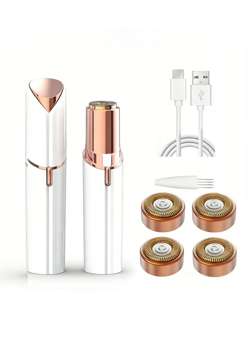 YALONG Facial Hair Removal for Women, Painless Epilator Hair Remover Device with 4 Pcs Replacement Heads , USB Rechargeable Face Electric Razor and Full body shave, LED Light, for ladies Legs, Bikini Line, Arms,Underarm,Face. - Image 1
