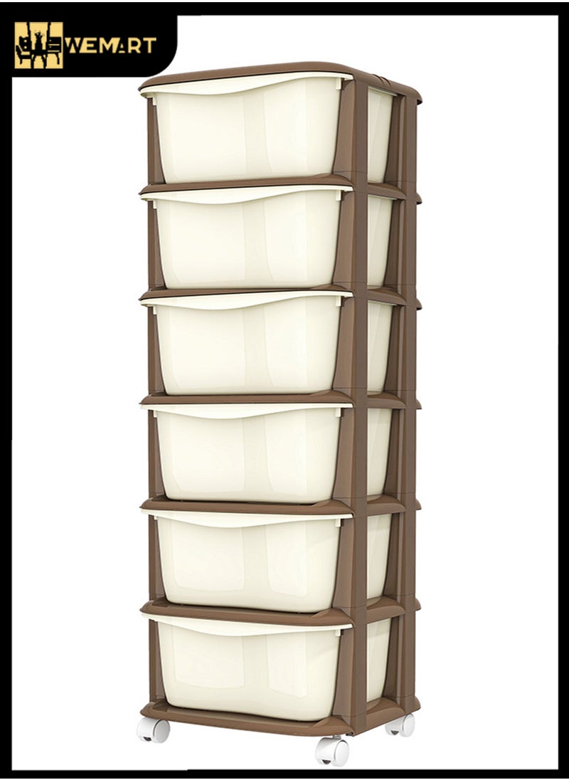 WEMART Drawer Tower, 6-Tier Clear Plastic Storage Organizer Cart, Heavy-Duty Organizing Drawers for Home, Bedroom, and Closet Organization  - Image 1