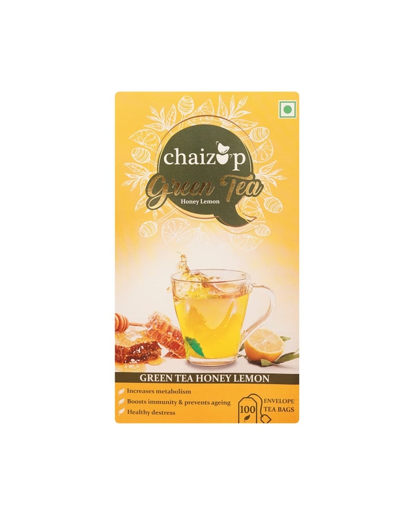 Chaizup Green Tea Lemon Honey - 25 Tea Bags | Green Tea with Honey Lemon Flavours | 25 Servings | 50g - Image 1