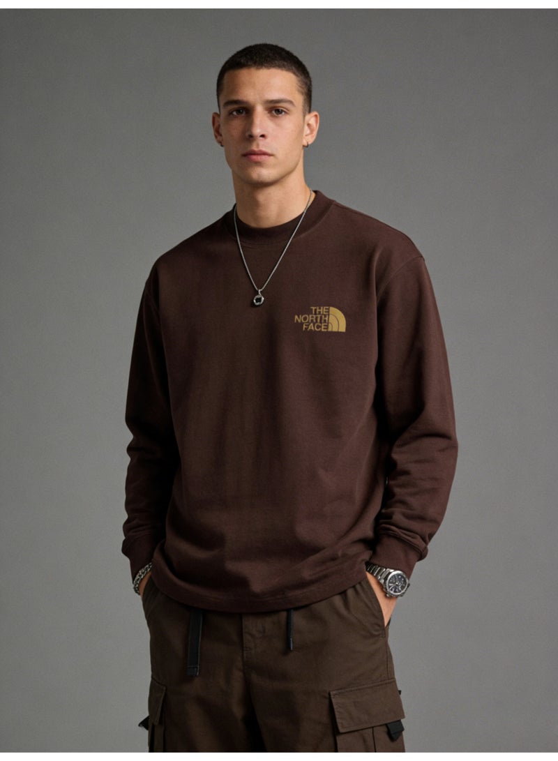 The North Face cotton long-sleeved T-shirt is printed with the letter Logo and weighs 320g. It is unisex, loose and comfortable. The cotton fabric is soft and breathable, popular for youth sports and leisure, and the top is soft and skin-friendly. - Image 1