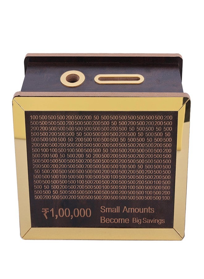 nexat Wooden Piggy Bank for Kids & Adults, Coin Box with Carved Design, Savings Box, Mini Bank, Donation Box, Smart Money Box, Wooden Coin Box, Money Saver, Piggy Bank with Numbers (3) - Image 1