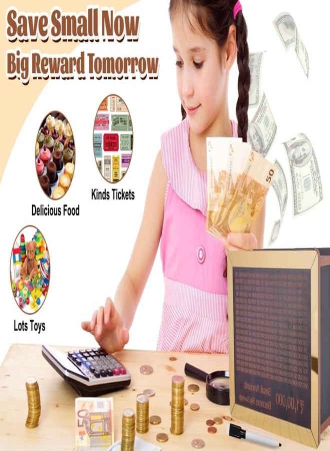 nexat Wooden Piggy Bank for Kids & Adults, Coin Box with Carved Design, Savings Box, Mini Bank, Donation Box, Smart Money Box, Wooden Coin Box, Money Saver, Piggy Bank with Numbers (3) - Image 4