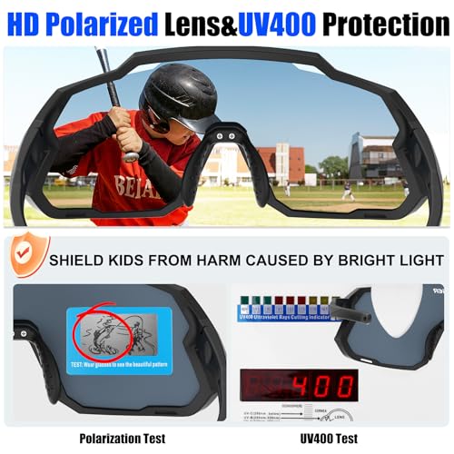 Xtiger X-TIGER Kids Sunglasses Polarized Youth Baseball Sunglasses for 8-14 boys girls UV400 Sports Softball Cycling Glasses black - Image 4