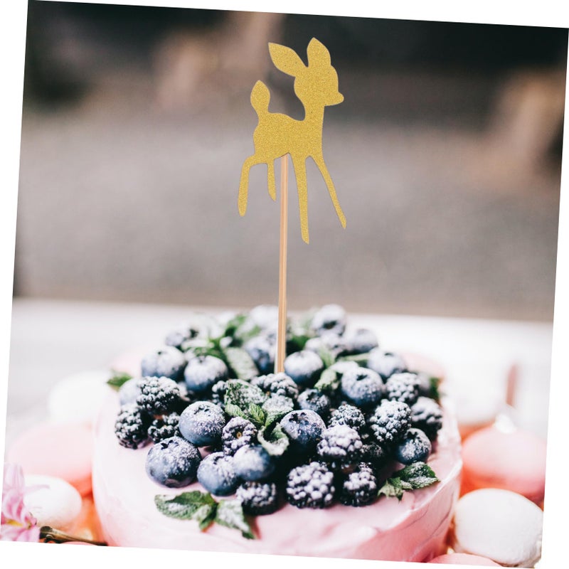 Glitter Deer Cake Picks 24pcs For Birthday Party Cupcake Decorations Fawn Theme - Image 4