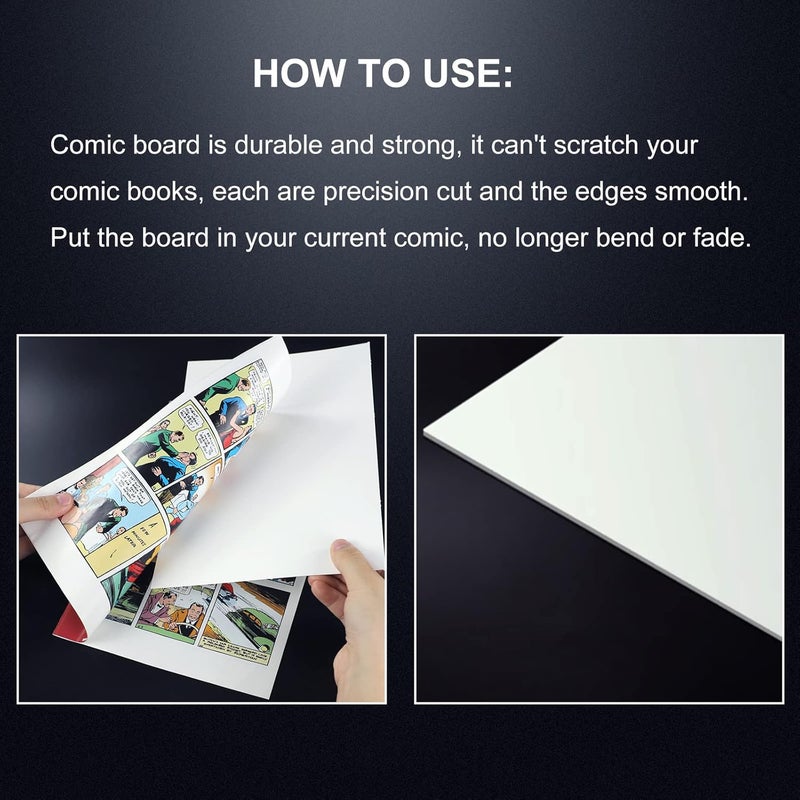 KKU 200ct Current Comic Book Boards, 29 pt Acid Free Comic Book Backing Boards for Comic Book Storage, Thick and Durable Clear Morden Comic Boards White - Image 5
