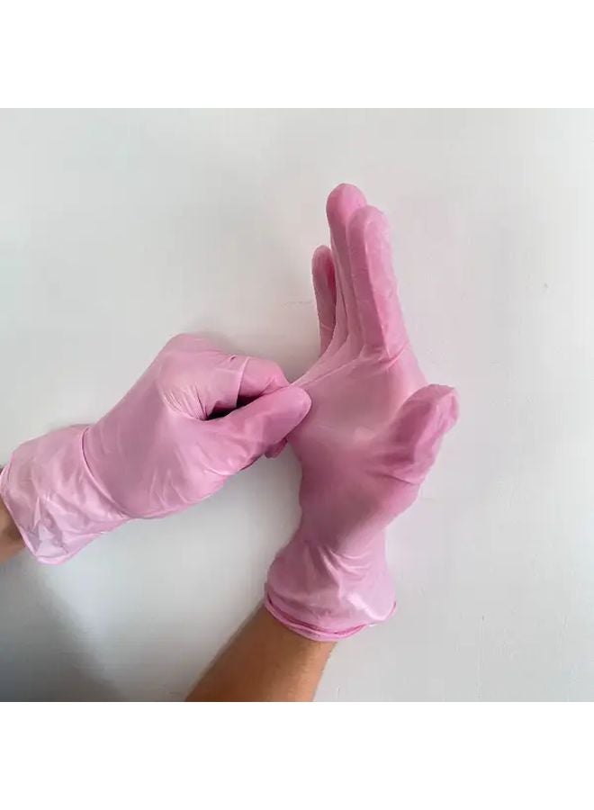 50pcs Bulk Disposable Pink Nitrile Gloves Size L Individually Wrapped Latex Free - Image 5