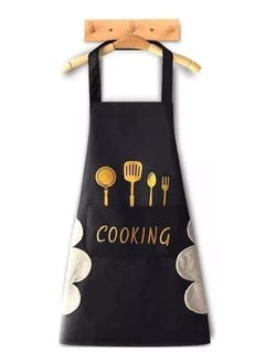 Generic Waterproof and Stain-Resistant Kitchen Apron with Front Pocket, Featuring Microfiber Side Towels for Hand Wiping, Suitable for Men and Women, Ideal for Cooking, Restaurants, and Cafés, Oil-Resistant Fabric Apron with Side Hand Towels, Waterproof Cooking and Baking Apron for Both Genders  - Image 1