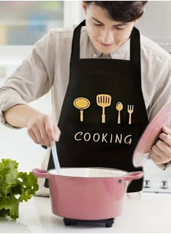 Generic Waterproof and Stain-Resistant Kitchen Apron with Front Pocket, Featuring Microfiber Side Towels for Hand Wiping, Suitable for Men and Women, Ideal for Cooking, Restaurants, and Cafés, Oil-Resistant Fabric Apron with Side Hand Towels, Waterproof Cooking and Baking Apron for Both Genders  - Image 2